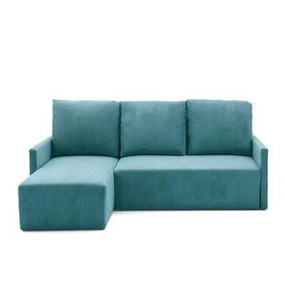 Produktbild von NACANAPA Ecksofa GARDA L Links mit Schlaffunktion 132x198 Cord Blau