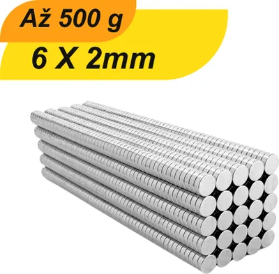 Produktbild von Balenie 20 ks 6 mm x 2 mm neodymových mini magnetov okrúhlych N38 extra silných malých magnetov, vhodných na biele tabule, chladničky, magnetické tabule a mnoho ďalšieho