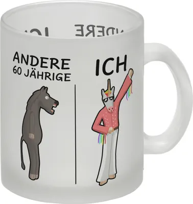 Produktbild von Witziger Glas Tasse für den 60. Geburtstag mit Motiv: Andere und ich