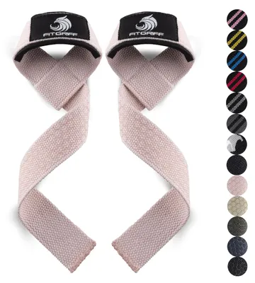 Produktbild von Fitgriff® Zughilfen (gepolstert) für Krafttraining, Bodybuilding, Fitness - Kreuzheben Gurte - Lifting Straps - für Frauen und Männer (Blush Pink, Grip, XS)