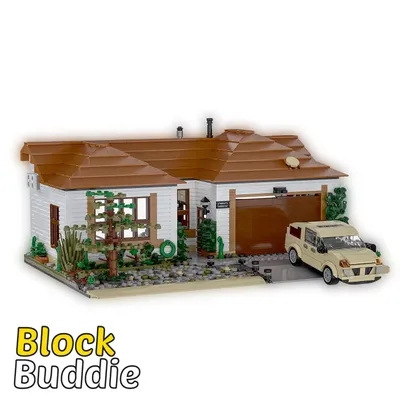 Produktbild von Breaking Bad Walter White Haus Bauset mit Auto - Klemmbausteine Set 1536 Teile Chemielehrers Villa