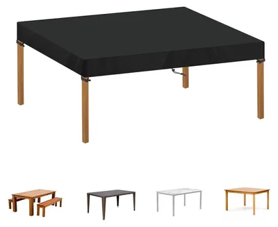 Produktbild von Gartentisch Abdeckung 140x90x15cm Schwarz 420D Oxford Wasserdicht UV-Beständig