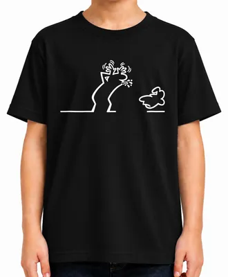 Produktbild von La Linea Strichmännchen Balum Osvaldo Kult Cartoon Zeichentrick Kinder T-Shirt, Schwarz, 104