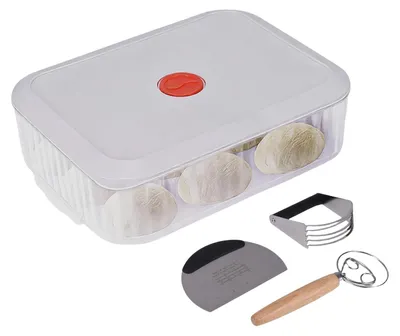 Immagine prodotto di Omgoods - Set per la preparazione della pasta per pizza, con coperchio e accessori