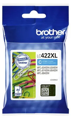 Obrázok produktu pre Brother LC422XLC, Azúrová, 1 kusov, 1500 strany, Balenie po jednom kuse