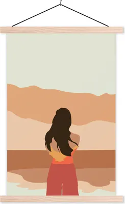 Produktbild von MuchoWow® Textilposter Frauen - Strand - Sommer 60x90 cm mit holzfarbenen Rahmen - Textil