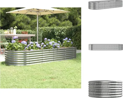 Produktbild von vidaXL Hochbeet Pulverbeschichteter Stahl 224x80x36 cm Silbern - Blumentöpfe & Pflanzgefäße