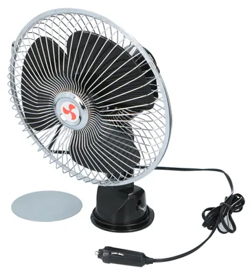 Zdjęcie produktu dla Wentylator do samochodu ciężarowego All Ride 24 V – mały wentylator z przyssawką – akcesoria do samochodów ciężarowych – wentylator samochodowy na deskę rozdzielczą – długość przewodu 2 m – metal/tworzywo sztuczne – czarny/srebrny