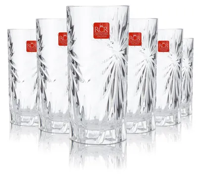 Produktbild von 6x RCR Glas 0,36l Longdrinkglas Tumbler Kontur Reliefglas Cocktailglas Aperitif