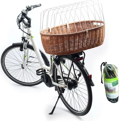Produktbild von Aumüller Fahrrad-Tierkorb mit Halter, L: 68 cm + Schutzhaube - Gepäckträgermontage