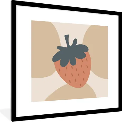 Produktbild von MuchoWow® Gerahmtes Poster Obst - Pastell - Erdbeere - Sommer 40x40 cm - Poster mit Schwarzem Bilderrahmen Wandposter Rahmen Foto Bilder - Poster - Plakat im Rahmen