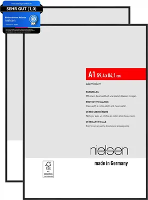 Produktbild von nielsen Bilderrahmen Atlanta (2er Set), A1 59,4x84,1 cm, Aluminium Schwarz Matt