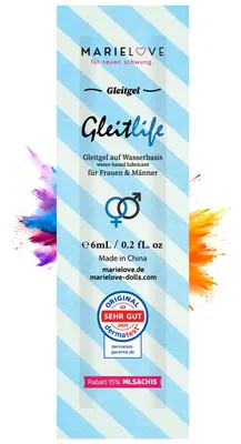 Obrázok produktu pre Lubrikačný gél na vodnej báze, 6 ml vrecúško pre silikónové sexuálne pomôcky, bez zápachu a chuti