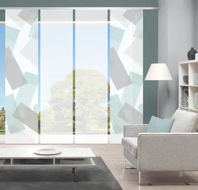 Produktbild von NAYAH Schiebegardine, halbtransparente Bambus-Optik, 260x60 cm, Graphikmotiv