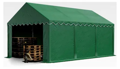 Produktbild von Stabiles Lagerzelt 3x6 m PVC 800 N dunkelgrün wasserdicht Unterstand mit Bodenrahmen
