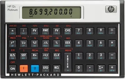 Immagine prodotto di Calcolatrice finanziaria HP 12C Platinum, da tavolo, calcolatrice finanziaria, 10 cifre/cifre, 1 riga, batteria, alluminio, nero