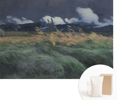 Obrázok produktu pre Samolepiaca fototapeta - Nástenné obrazy do obývacej izby - 312x219 cm - Dekoratívna fólia na stenu - Moderný dizajn na dekoráciu stien - Tapety do interiéru - Vетrная трава