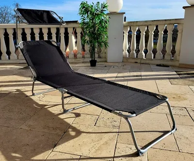 Produktbild von Sonnenliege KRETA Sonnendach Gartenliege Liegestuhl Relaxliege Strandliege Liege