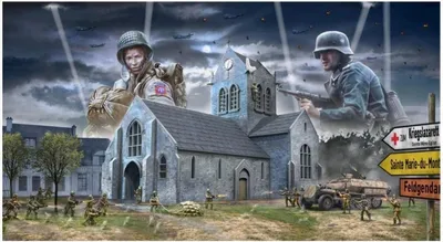 Produktbild von Modellbausatz Diorama 6199 – Schlacht um die Normandie: Saint-Mere-Église, 6. Juni 1944 (1:72)