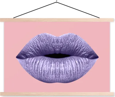 Produktbild von MuchoWow® Textilposter Lippen - Pastell - Rosa 120x80 cm mit holzfarbenen Rahmen - Aufhängeset