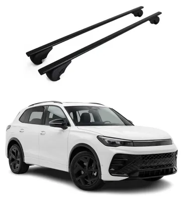 Image de Barres de toit Transversales pour VW Tiguan III 2024-2026 Acier Noir 2Pcs, Image générée par une IA