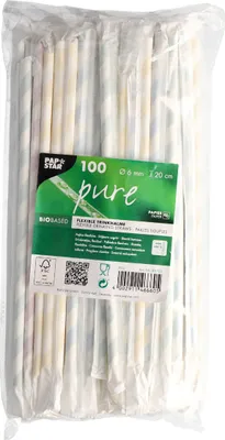 Zdjęcie produktu dla Papierowe słomki do picia Papstar w paski 100 sztuk 1 opakowanie