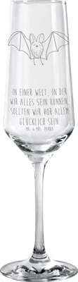Produktbild von Mr. & Mrs. Panda Glas Fledermaus Flügel - Transparent - Geschenk, Champagnerglas, Lustige Sprüche, Geschenkglas, Trinkglas, Sektflöte, Sektglas