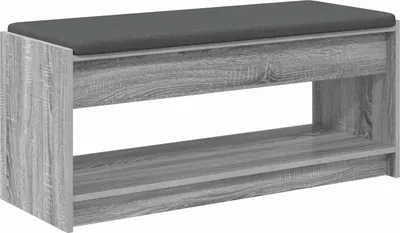 Produktbild von "Winter Sale" Flurbank mit Kissen mit Regal Graues Sonoma 100x38x46cm - Sitzbänke Neu505673