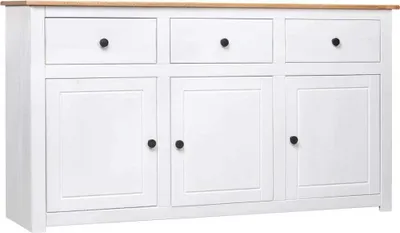 Produktbild von The Living Store Sideboard Weiß 135x40x80 cm Kiefernholz Panama