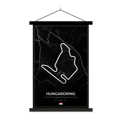 Produktbild von MuchoWow® Textilposter F1 - Ungarn - Auto - Rennstrecke - Hungaroring - Schwarz 120x180 cm mit schwarzem Rahmen - Fotos