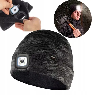 Produktbild von NEO TOOLS Wintermütze, Strickmütze, Warme Beanie  - Mit LED-Taschenlampe - Cambo Urban