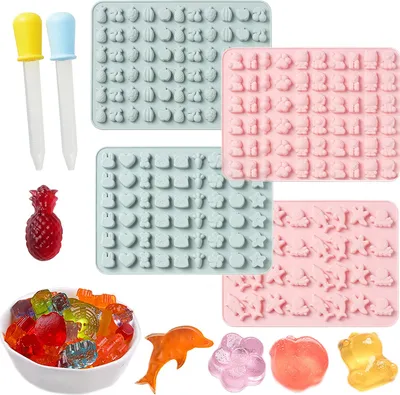 Produktbild von Silikon Süßigkeiten Formen, 4 PCS Bunte Gummibärchen Gelee Formen