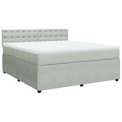 Produktbild von Boxspringbett mit Matratze Hellgrau 180x200 cm Samt