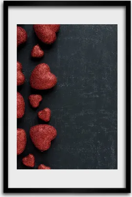 Produktbild von Bild - Bilderrahmen - 40 cm x 60 cm - MDF - Rahmen - Wandkunst - Herzen an der Tafel