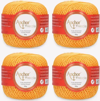 Image de 4 pelotes d'Anchor Freccia 6 – Fil de coton fin pour les projets au crochet (couleur 00302)
