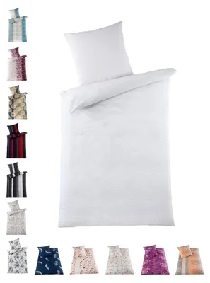 Produktbild von Seersucker Bettwäsche aus Baumwolle oder Mikrofaser 135x200 cm, 80x80 cm bügelfrei Weiß 100% Baumwolle