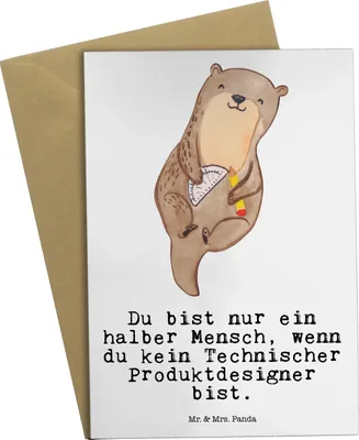 Produktbild von Mr. & Mrs. Panda Grußkarte Technischer Produktdesigner Herz - Weiß - Geschenk, weihnachtskarten, einladungskarten, osterkarten, kommunionskarte, Grußkarten, osterkarte