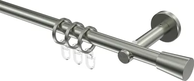 Produktbild von Interdeco Gardinenstange / Vorhangstange Edelstahl-Optik, Typ Medium Carelli (Konus), 16 mm Ø 1-läufig, 240 cm