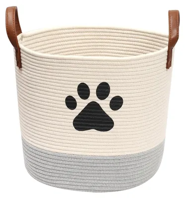 Hondenspeelgoedmand aus Kordel, beige-grau, 34x33 cm
