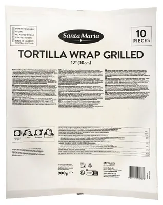Image de Tortilla Wrap Santa Maria avec bandes de grillades 30 cm, 900 g - Grandes tortillas moelleuses idéales pour griller et garnir