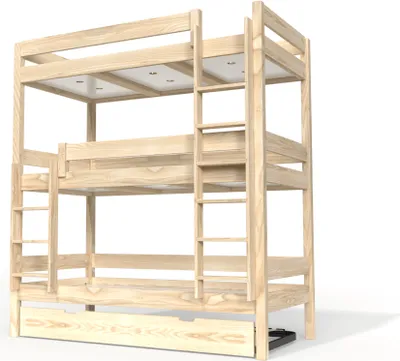 Produktbild von Etagenbett 4 Plätze 90X190 holz ABC - Roh (ohne Lack)