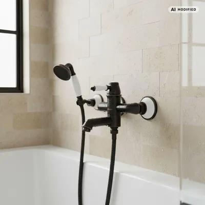 Produktbild von PaulGurkes Wannenarmatur Retro Aufputz Set schwarz Nostalgie Einhandmischer