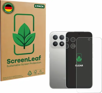 Produktbild von 2x ScreenLeaf Schutzfolie für Xiaomi Poco F8 Pro 5G (Display+Kamera) nachhaltiger Displayschutz Display Schutz Folie Klar Transparent