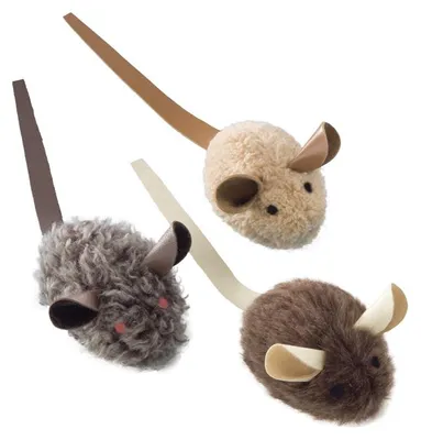 Produktbild von Nobby Katzenspielzeug Plüschmaus mit Lederschwanz 6 cm - 3 Stk.