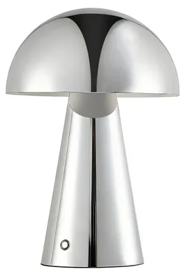 Produktbild von Lindby LED-Akkutischlampe Nevijo, chrom, Ø20cm, USB, Dimmer