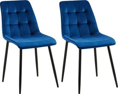 Produktbild von CLP 2er Set Esszimmerstuhl Gifford Samtbezug gepolstert mit Rückenlehne dunkelblau Material Samt