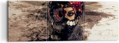 Produktbild von Bild auf Leinwand - Leinwandbild - Frau Folklore - 120x40cm - Wand Bild - Wanddeko - Wandbilder - Leinwanddruck - Bilder - Kunstdruck - Wanddekoration - Leinwand bilder - Wandkunst - CA120x40-3858