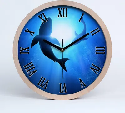 Produktbild von Holzuhr 20fi cm wanduhr - schwarze Spitzen - zwei Haie
