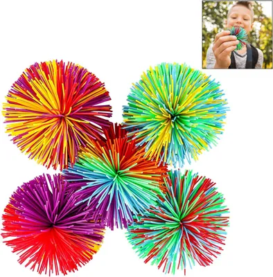 Productafbeelding van Iwobi kleurrijke rekbare ballen regenboog - Set van 5 - Siliconen sensorische stressverlichting speelgoed