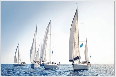Produktbild von Wallario Wandbild Segelschiff auf dem Meer, Größe: 61 x 91,50 cm, Poster mit weißem Aluminiumrahmen